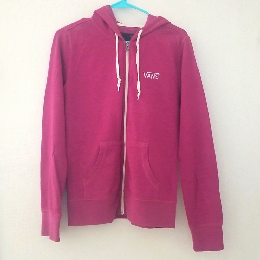 Woman's Van's Size Medium zipped hooded sweatshirt, Magenta, like brand new